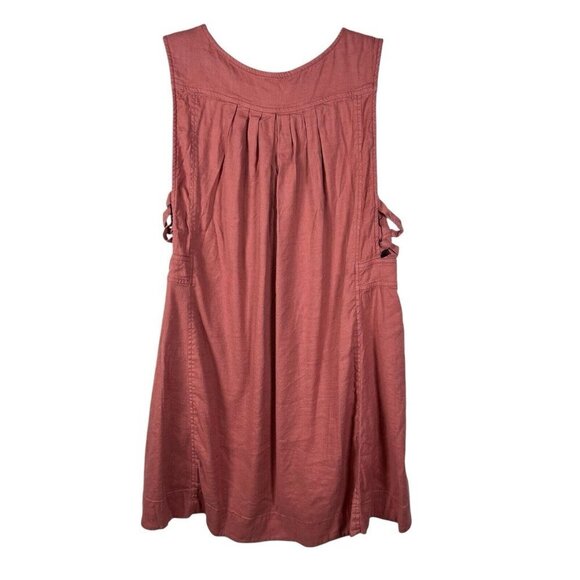 FREE PEOPLE Moonshine Mini Dress Pink Linen Blend Hippie Boho Pockets Women’s M - Picture 2 of 11